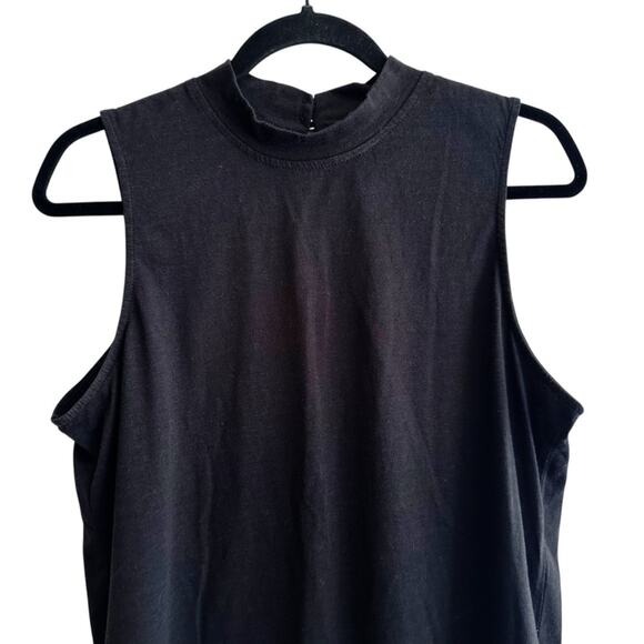 Panhandle Tulip Hem Mock Neck Tank with Silver Stud Details Black Size Large - Picture 3 of 8